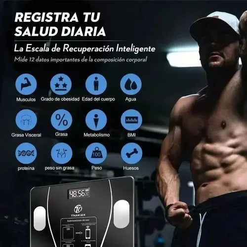 Bascula Para Persona Digital Bluetooht Color Negro