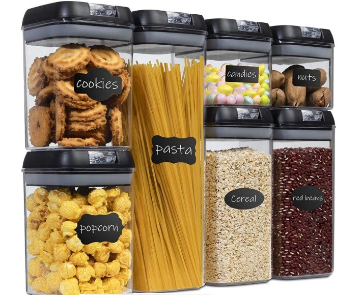 Organizador Frasco Hermetico Cocina Tupper Recipiente X7 Color Negro