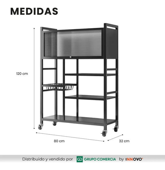 Organizador De Cocina Multiusos Premium Estante Con Puerta Metalico