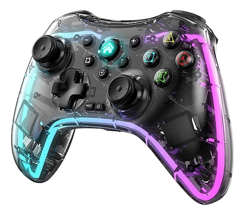 Controlador Gaming Rgb Transparente Inalámbrico Android Ios Color Negro