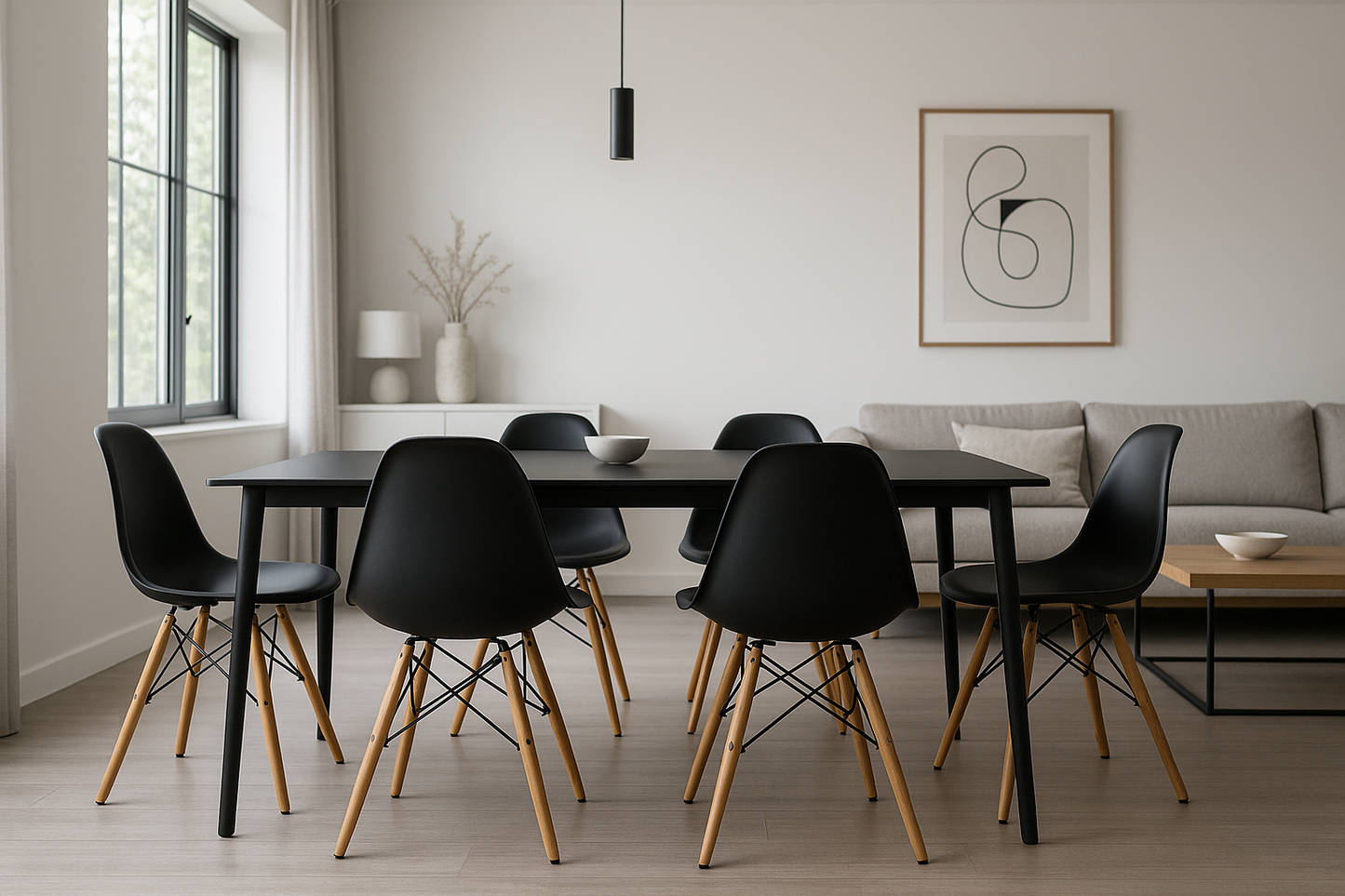 Sillas X 6 Comedor Plastico Patas De Madera Diseño Eames