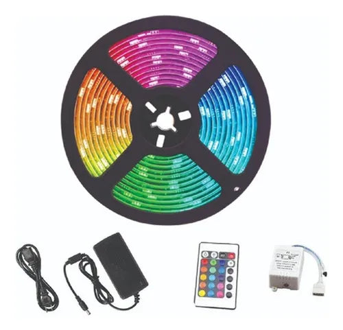 Cinta Led Luces 5mts Multicolor 5050 Bluetooth + Control Luz Colores 110v