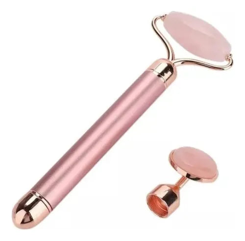 Masajeador Facial Vibrador Rodillo Cuarzo 2 En 1 Anti Edad
