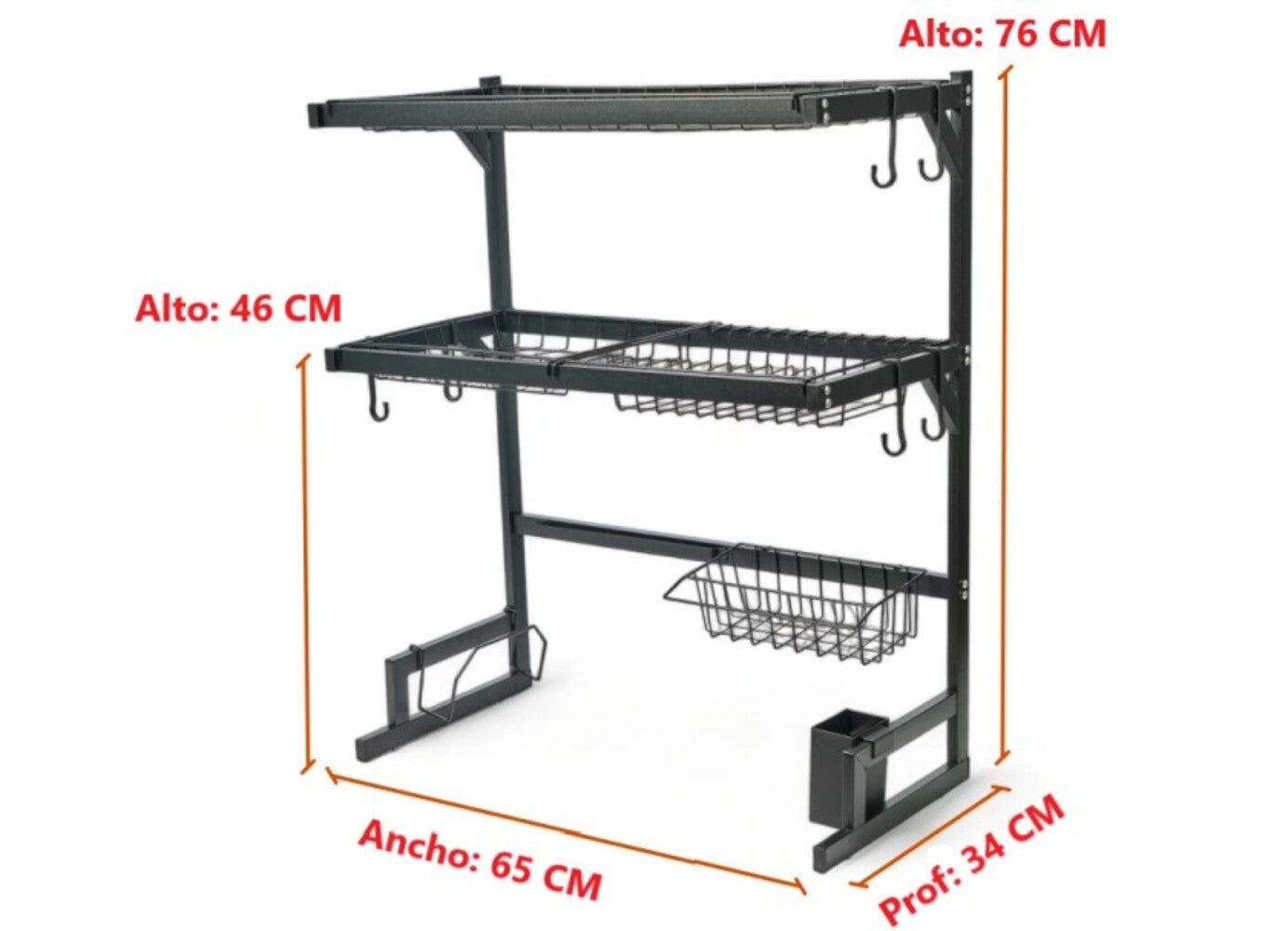 Seca Plato Acero Inoxidable 65cm Escurridor 2 Pisos