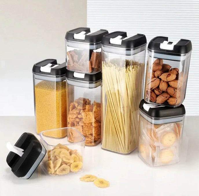 Organizador Frasco Hermetico Cocina Tupper Recipiente X7 Color Negro