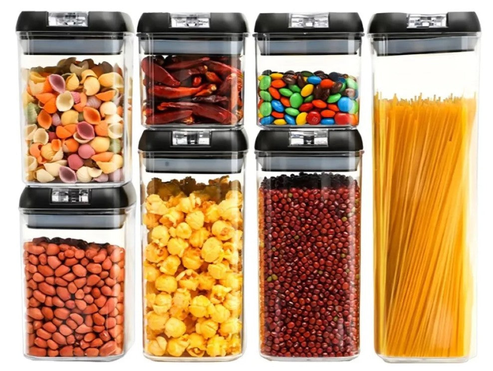 Organizador Frasco Hermetico Cocina Tupper Recipiente X7 Color Negro