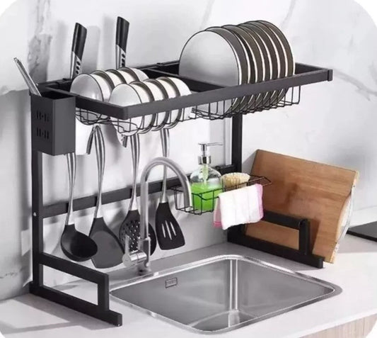 Seca Plato Acero Inoxidable 66cm Escurridor Vajilla Color Negro