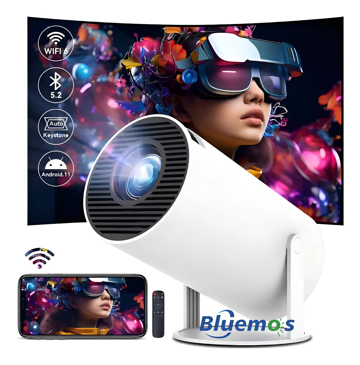 Proyector zebbris Smart Para Cine En Casa Hy300 1080hd Android 11 Co