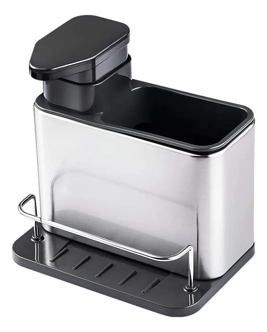 Dispensador De Jabón Zebbris 3 En 1 Soporte Para Esponja - Gris