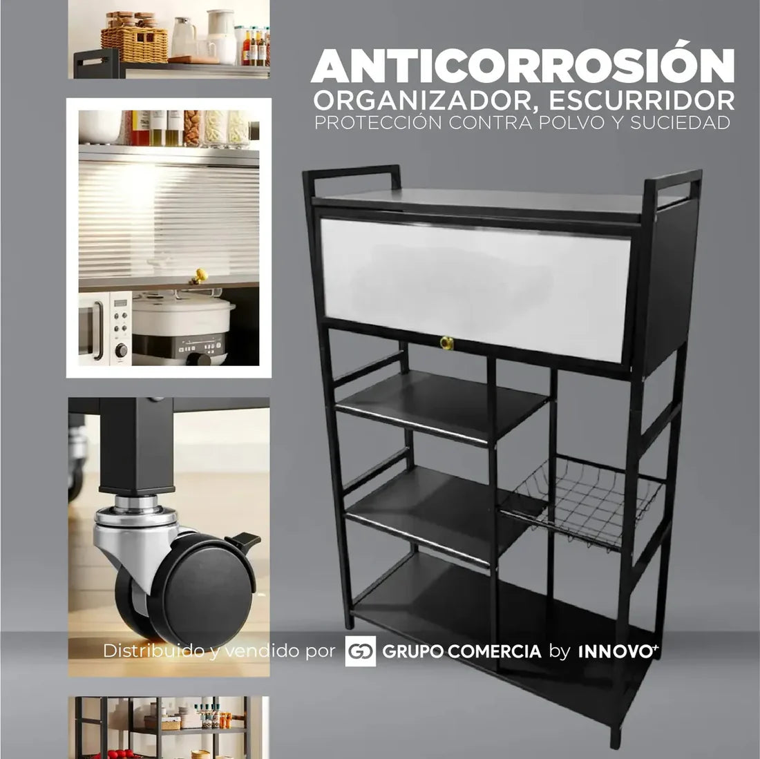 Organizador De Cocina Multiusos Premium Estante Con Puerta Metalico