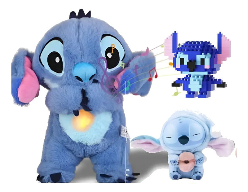 Combo Zebbris 3 En 1 Stich +llavero+lego+peluche Proyector - Azul