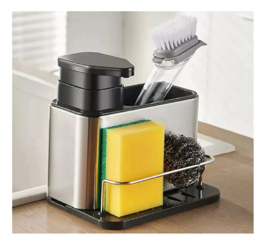 Dispensador De Jabón Zebbris 3 En 1 Soporte Para Esponja - Gris