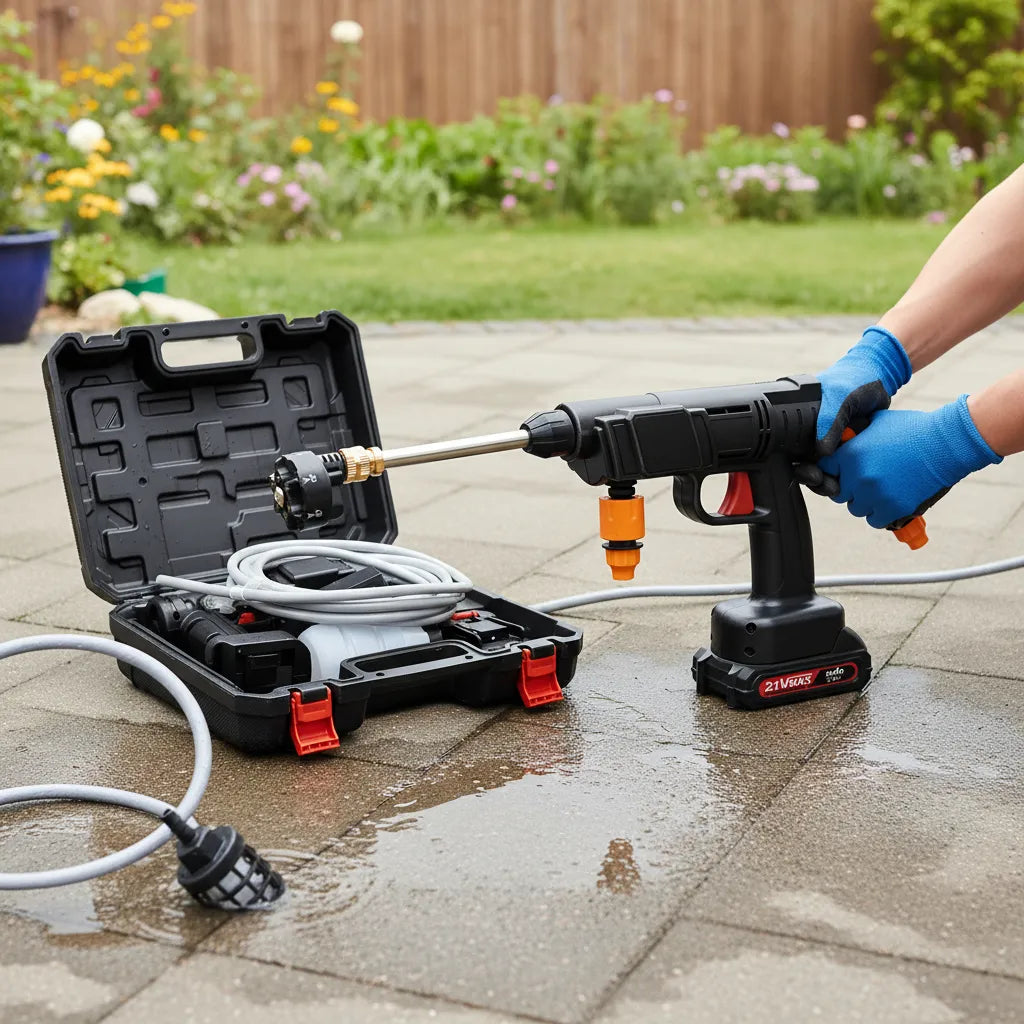 Tomtary Gn-848 Hidrolavadoras Inalámbrica Pistola De Lavado Alta Presión Color Negro