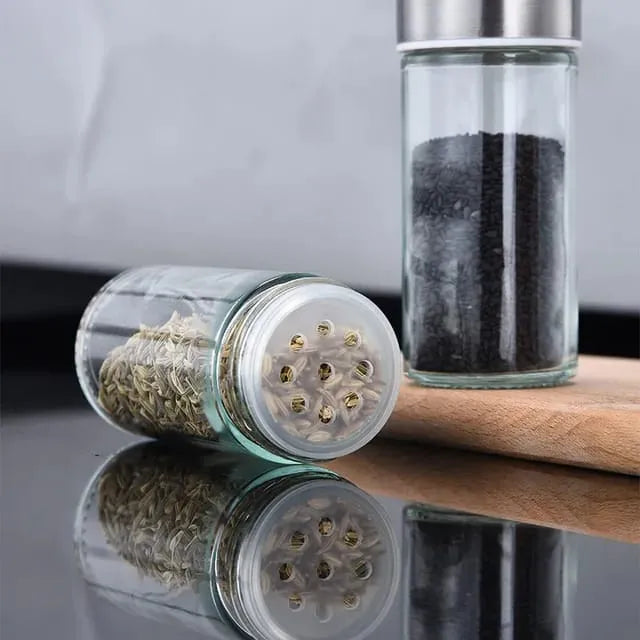 Especiero Condimentero Set 12 Frascos Acero Madera Cocina