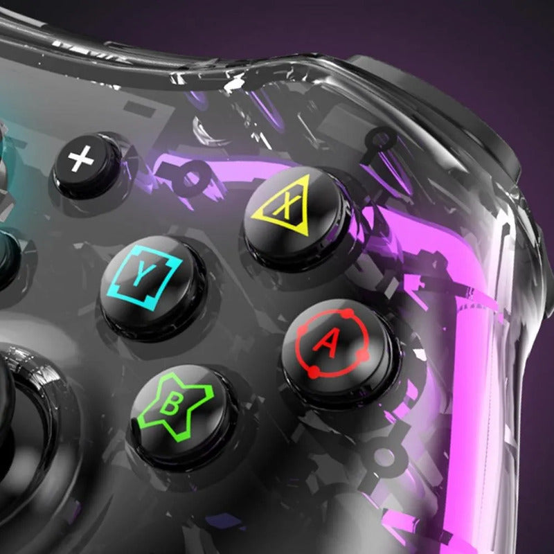 Controlador Gaming Rgb Transparente Inalámbrico Android Ios Color Negro