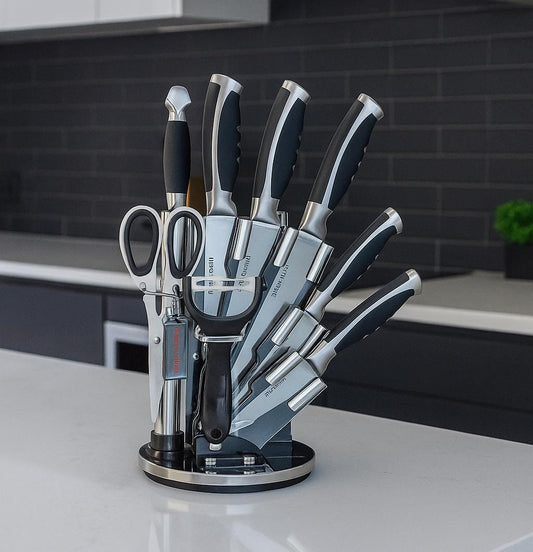 Set De Cuchillos Winsor 9 Pcs Color Plateado/Negro