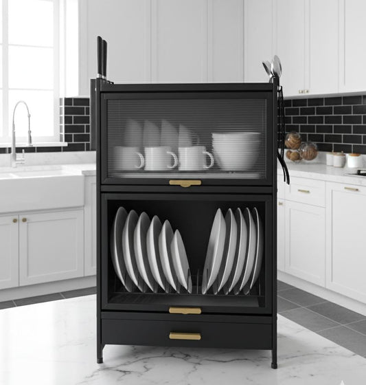 Platero Escurridor Platos Gabinete Cocina Organizador Cajon Color Negro