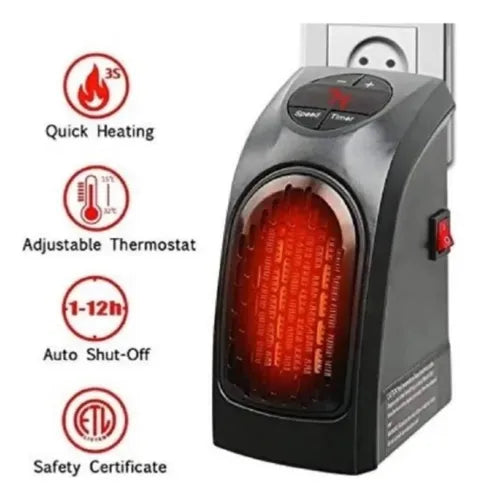 Calentador Ambiente Portátil Calefacción 400w De Pared Color Negro 110v