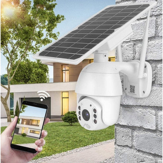 Camara Ip Domo Exterior Panel Solar Seguridad Wifi Hd Vision Color Blanco