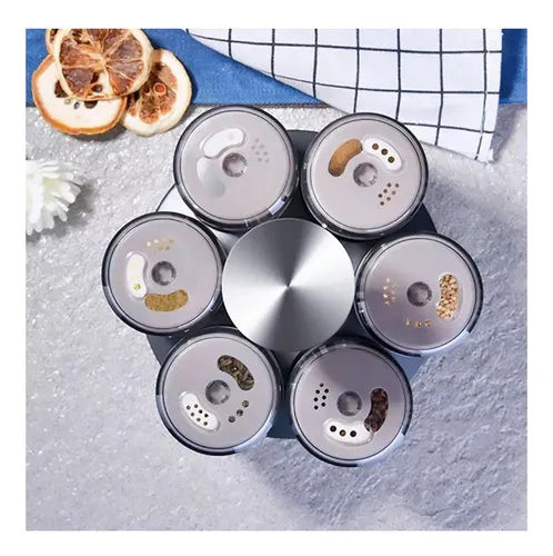 Condimentero Giratorio Para Especias Organizador Cocina X6 Color Negro