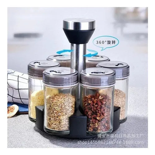 Condimentero Giratorio Para Especias Organizador Cocina X6 Color Negro
