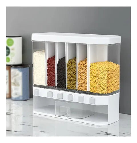 Dispensador Organizador De Cereales Y Granos Para Cocina Color Transparente Multiple