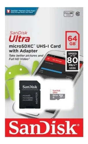 Tarjeta De Memoria Micro Sd Sandisk 64gb Ultra Con Adaptador