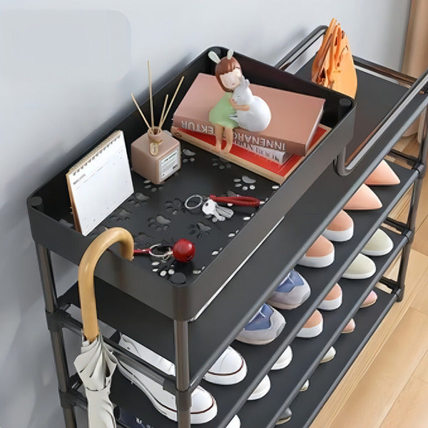 Organizador De Zapatos TLPB Metálico 4 Estantes Clásico Negro