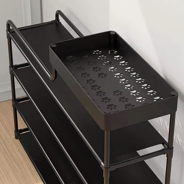 Organizador De Zapatos TLPB Metálico 4 Estantes Clásico Negro